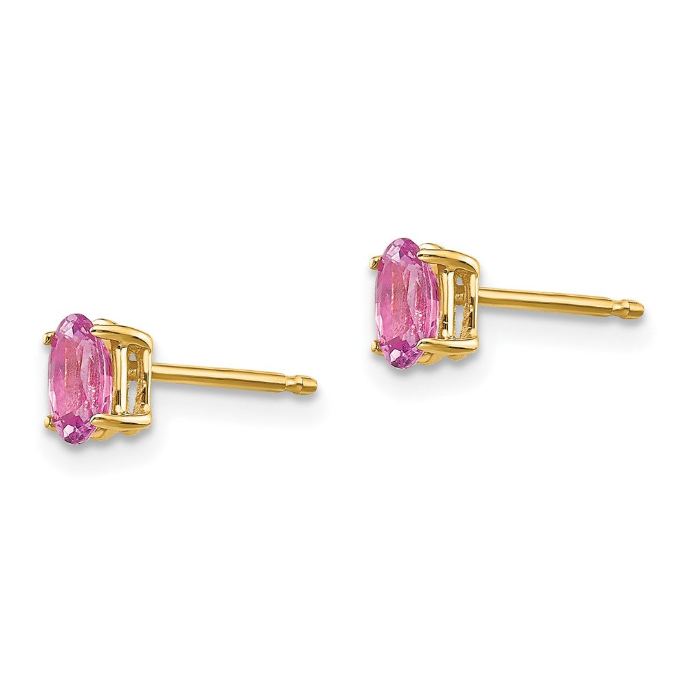 14k 5x Oval Pink Sapphire Post Earrings