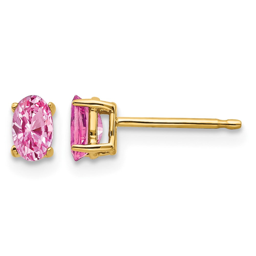 14k 5x Oval Pink Sapphire Post Earrings