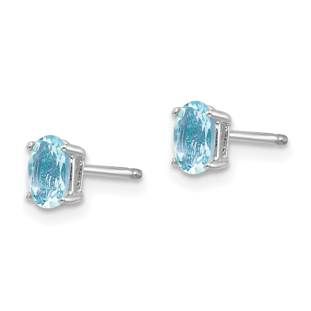 14k White Gold 5x Oval Aquamarine Post Earrings