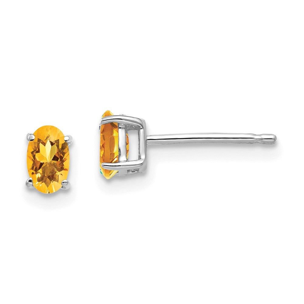 14k White Gold 5x Oval Citrine Earrings