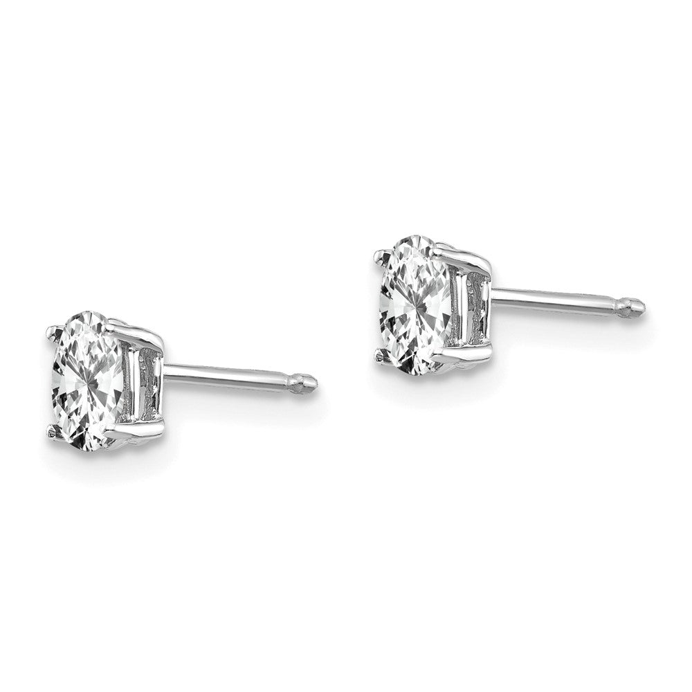 14k White Gold 5x Oval Cubic Zirconia Earrings