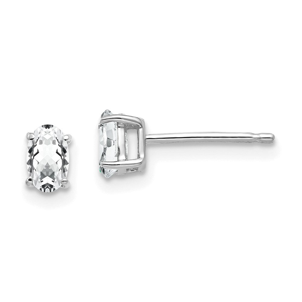 14k White Gold 5x Oval Cubic Zirconia Earrings