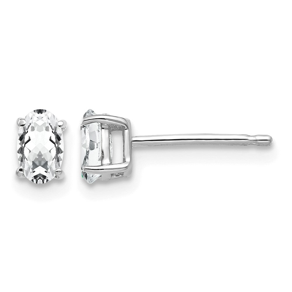 14k White Gold 5x Oval Cubic Zirconia Post Earrings