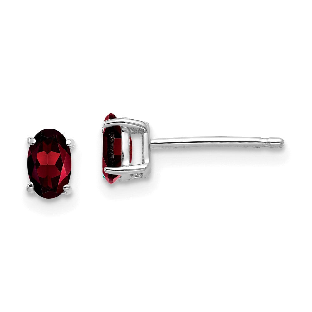 14k White Gold 5x Oval Garnet Earrings