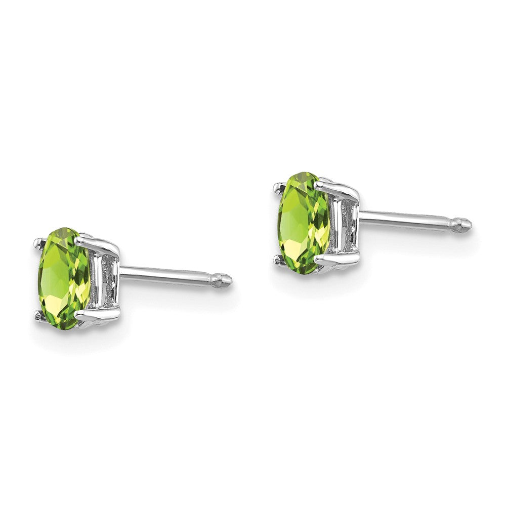 14k White Gold 5x Oval Peridot Stud Earrings