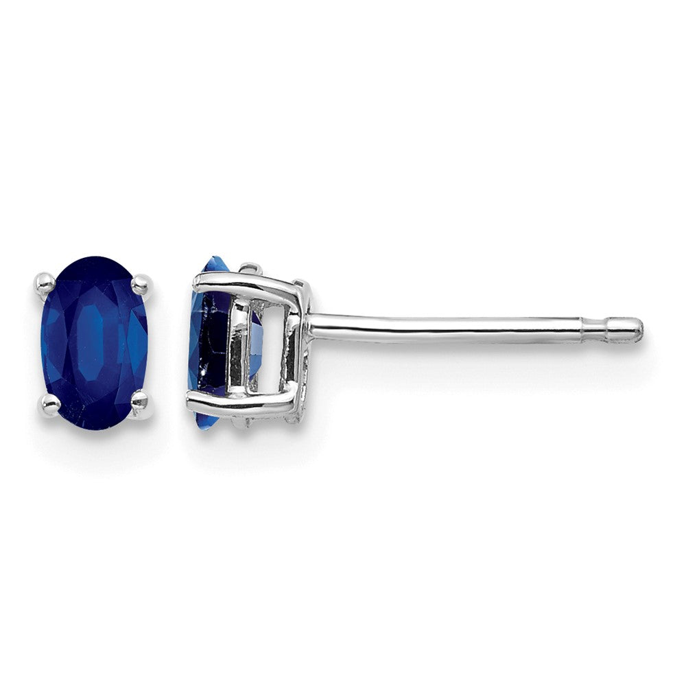 14k White Gold 5x Oval Sapphire Post Earrings