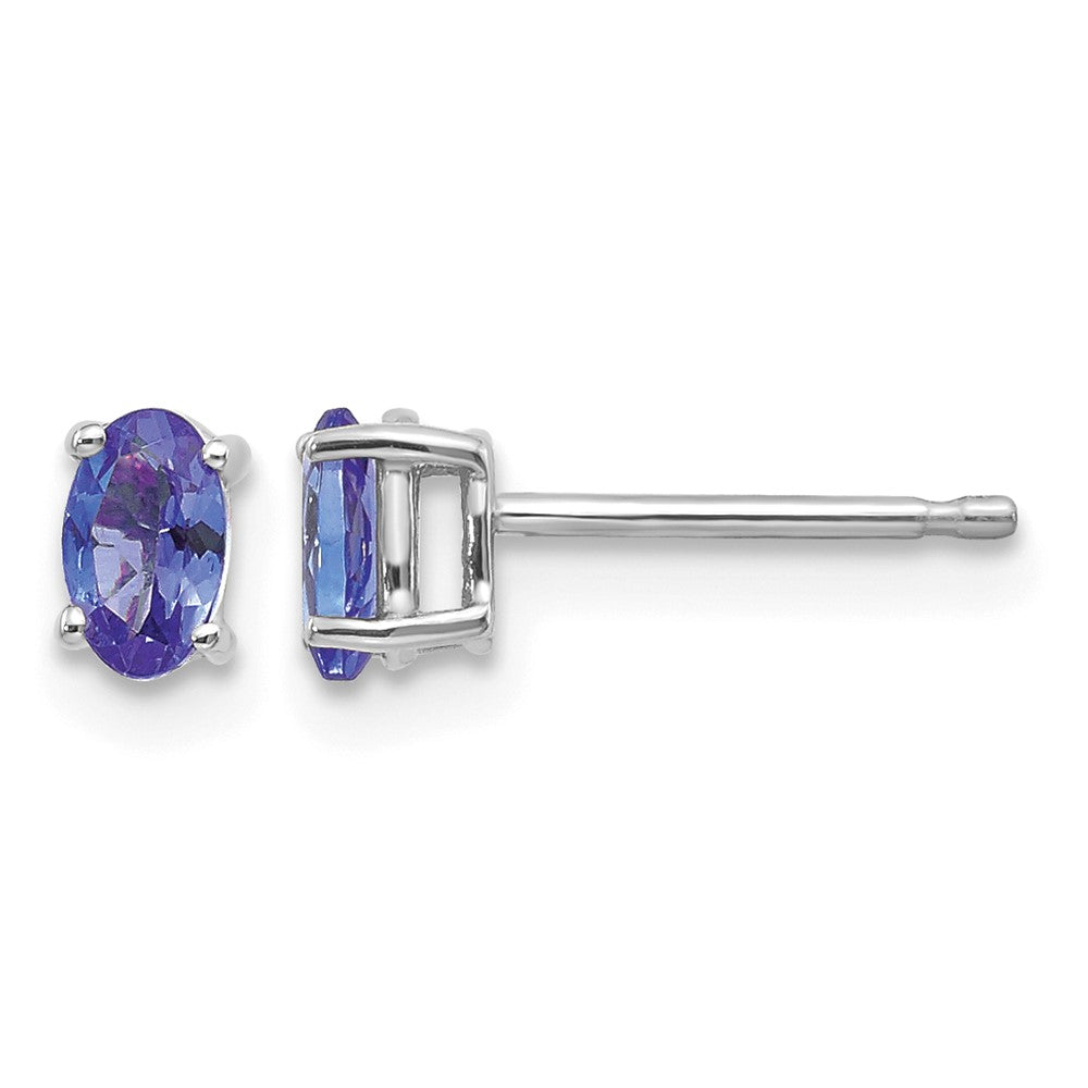14k White Gold 5x Oval Tanzanite Post Earrings