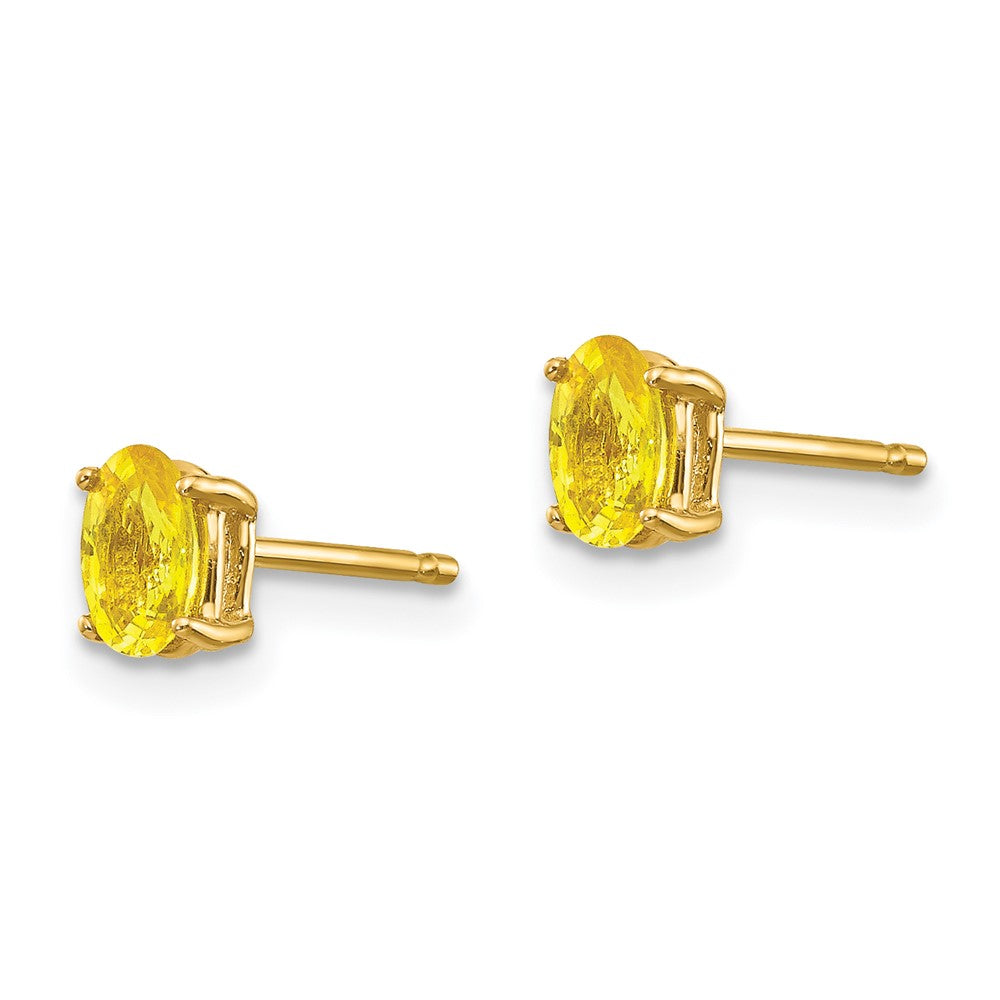 14k 5x Oval Yellow Sapphire Post Earrings