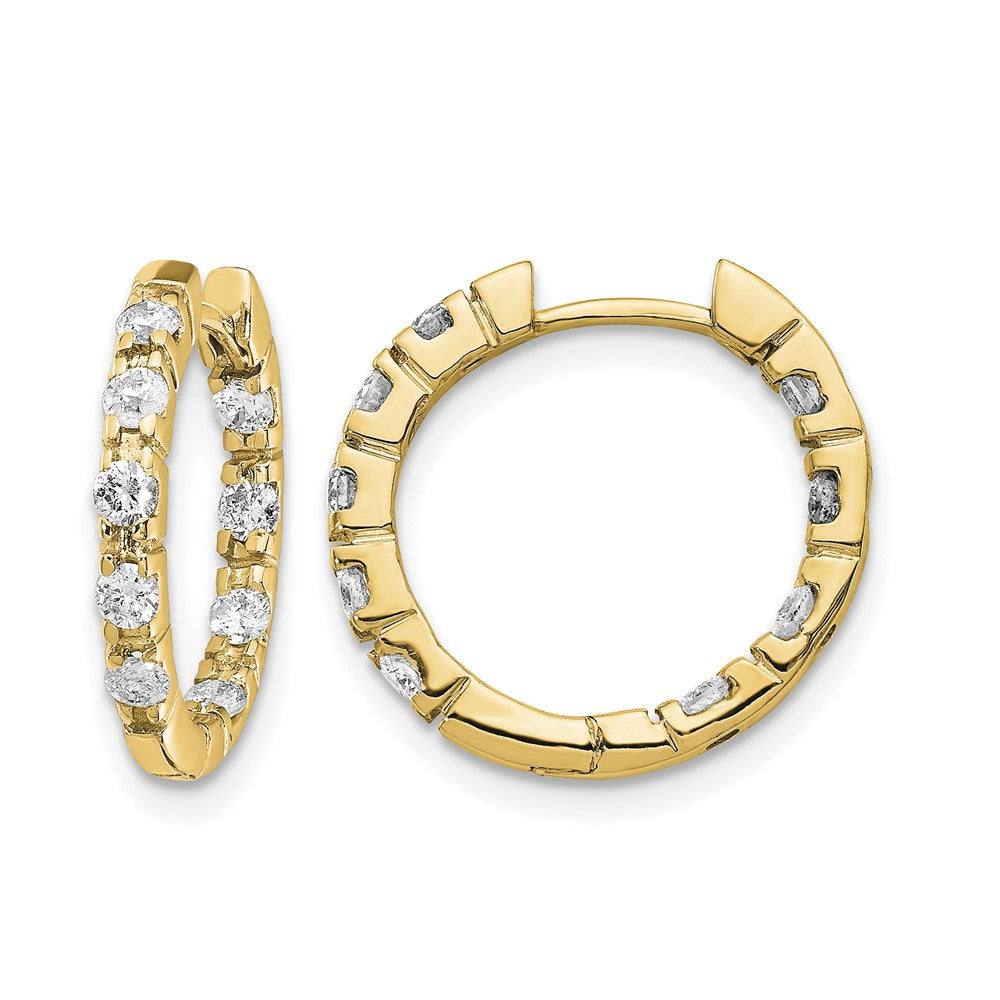 14k 5/8 carat AAA Diamond In/Out Hinged Hoop Earrings