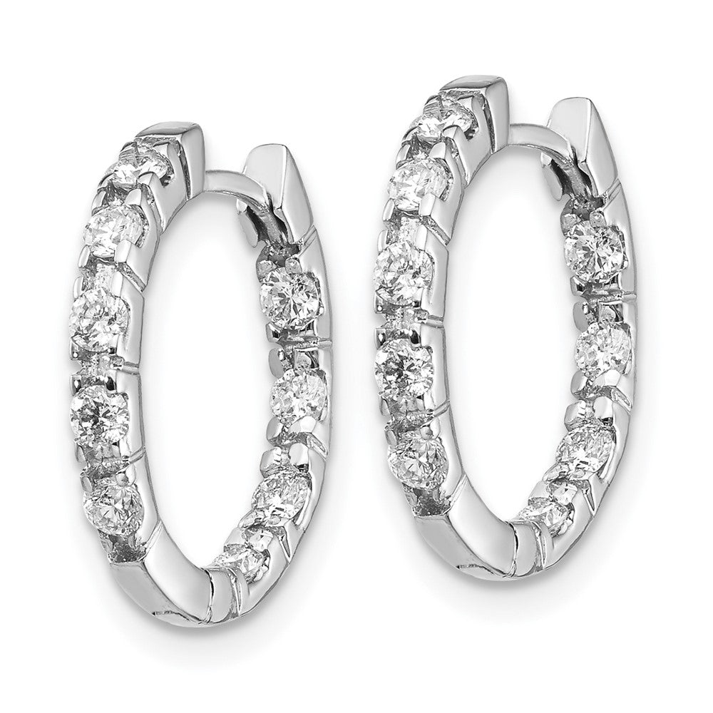 14k White Gold 5/8 carat VS Diamond In/Out Hinged Hoop Earrings