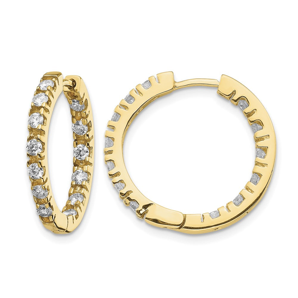 14k 7/8 carat AA Diamond In/Out Hinged Hoop Earrings