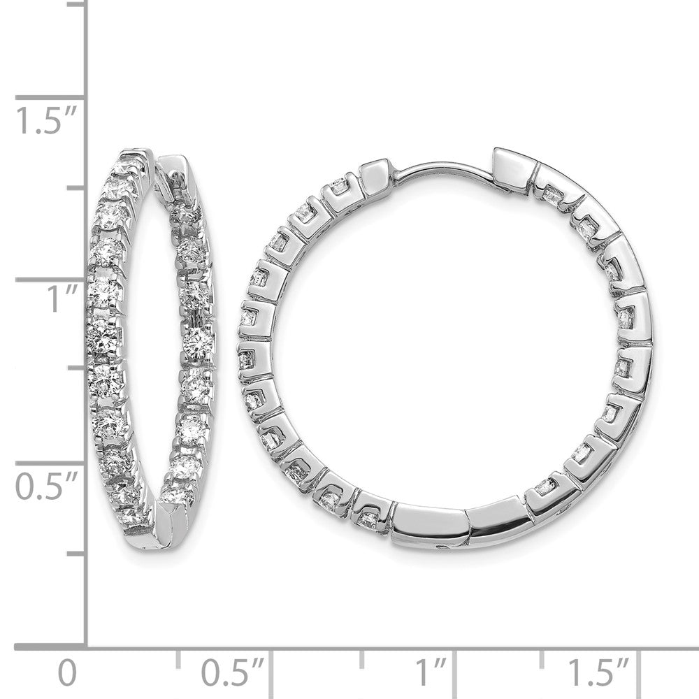 14k White Gold 1.9 carat AAA Diamond In/Out Hinged Hoop Earrings