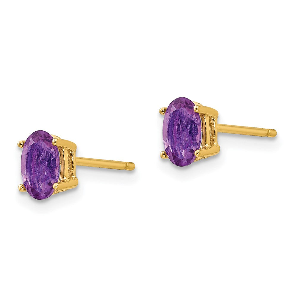 14k 6x Oval Amethyst Earrings