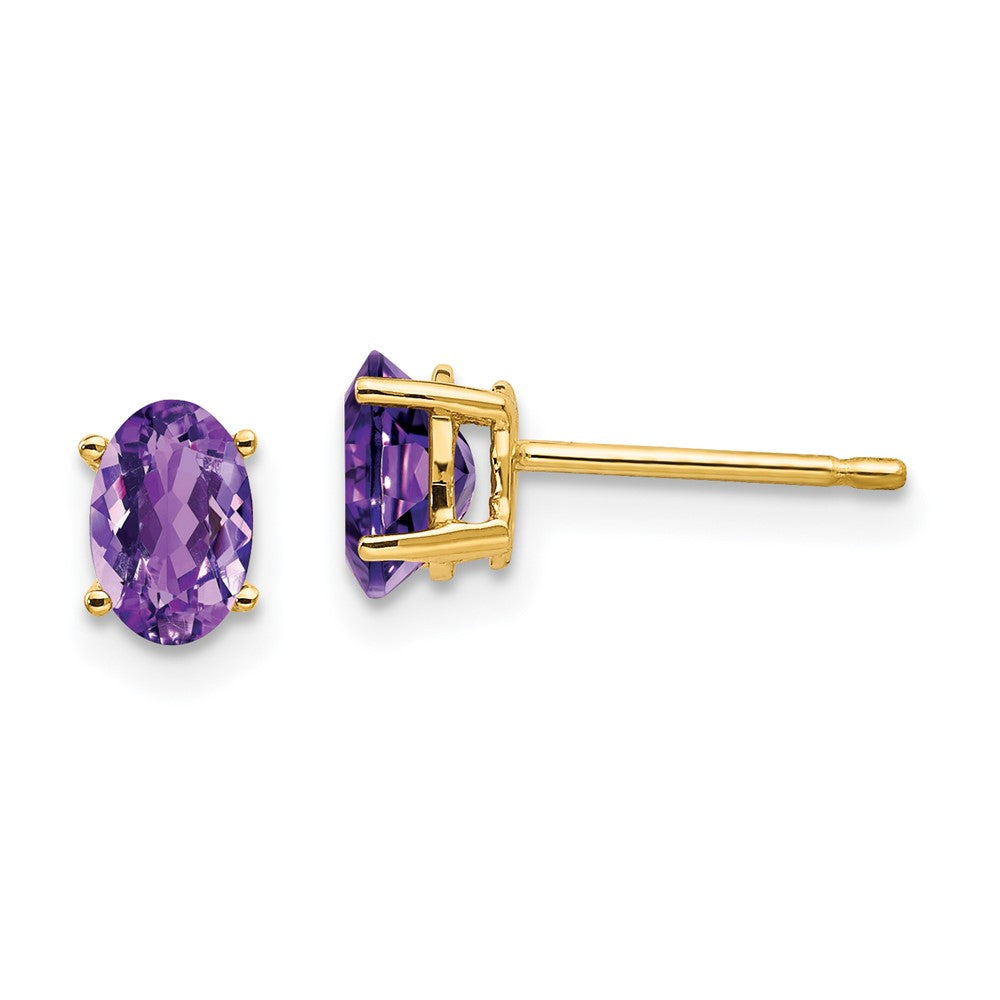 14k 6x Oval Amethyst Earrings
