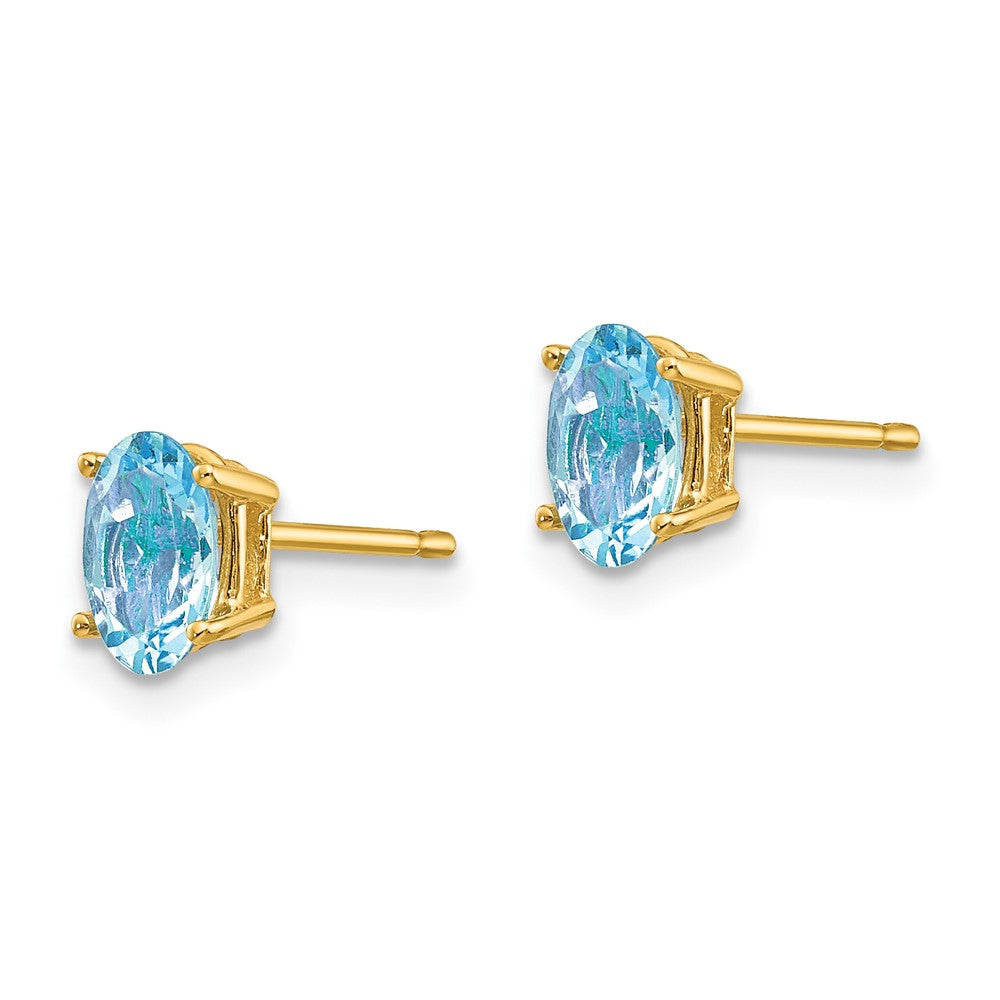 14k 6x Oval Aquamarine Post Earrings