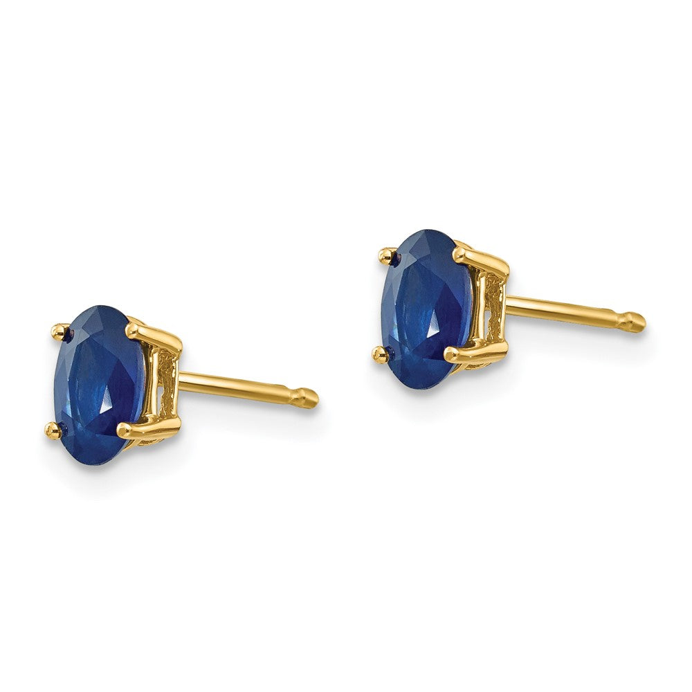 14k 6x Oval Sapphire Post Earrings