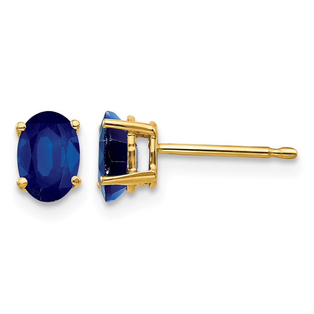 14k 6x Oval Sapphire Post Earrings