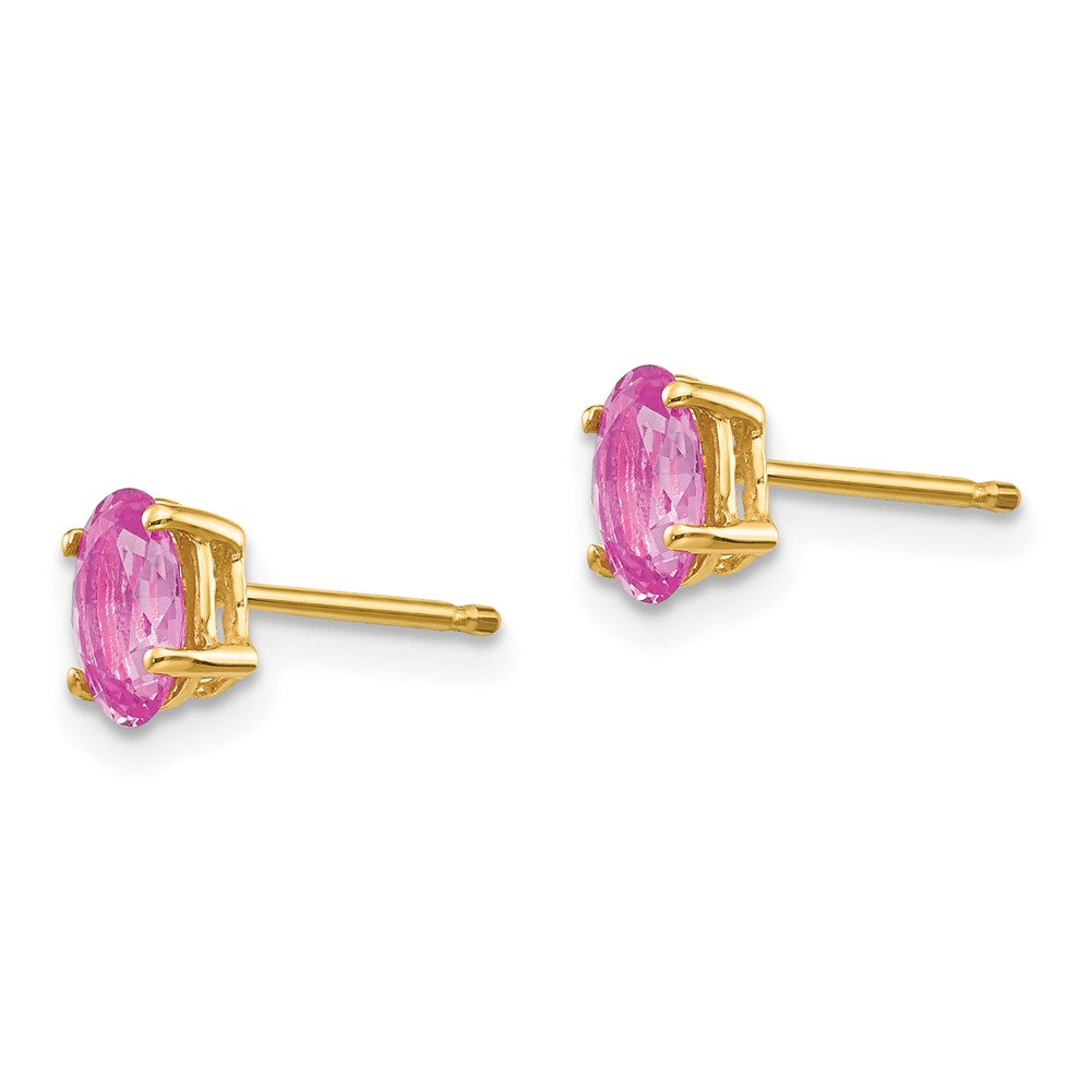 14k 6x Oval Pink Sapphire Post Earrings
