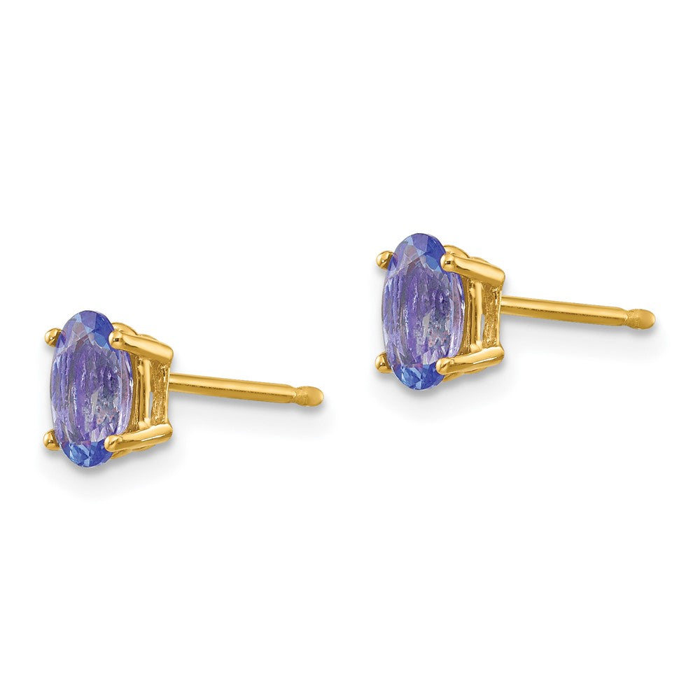 14k 6x Oval Tanzanite Post Earrings