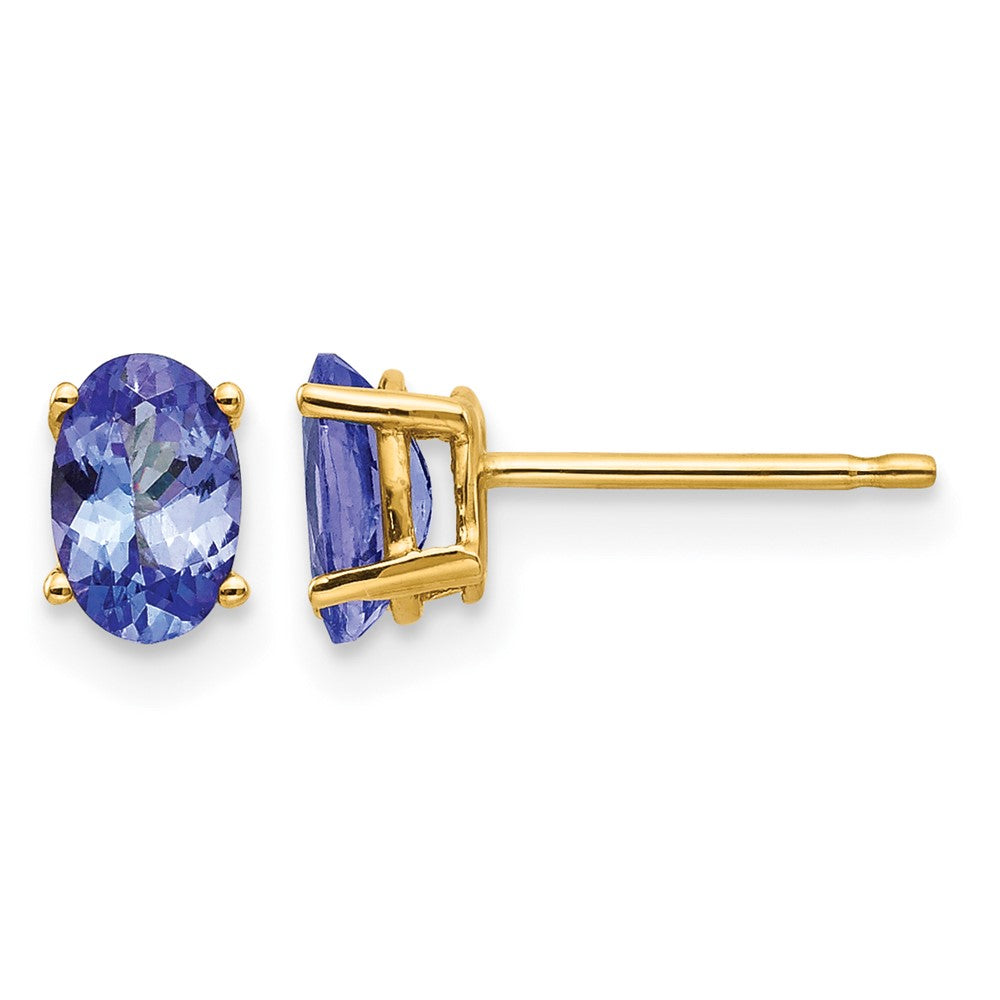 14k 6x Oval Tanzanite Post Earrings