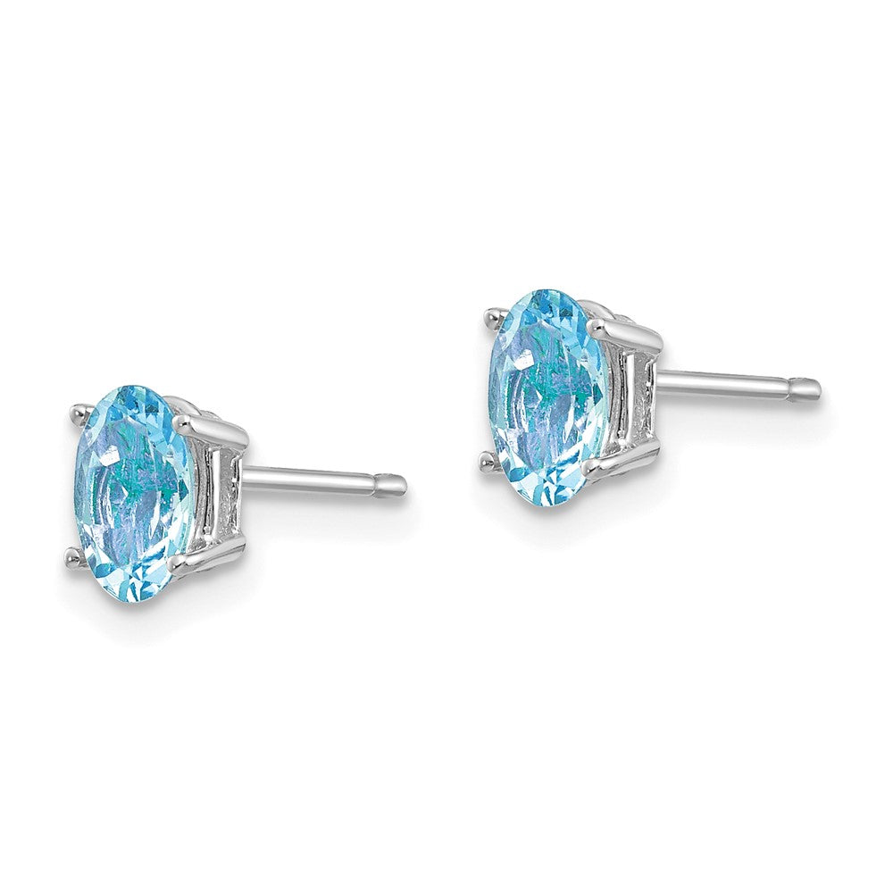14k White Gold 6x Oval Aquamarine Post Earrings