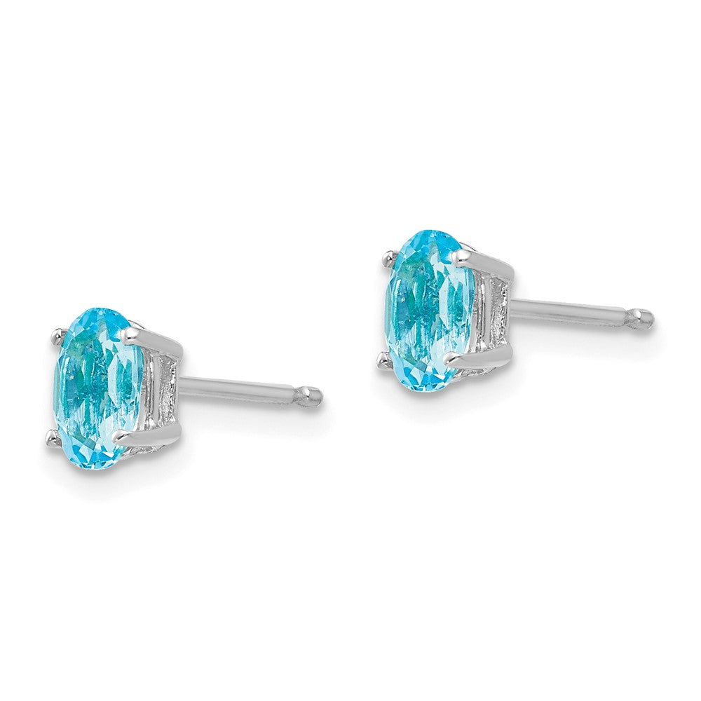 14k White Gold 6x Oval Blue Topaz Earrings