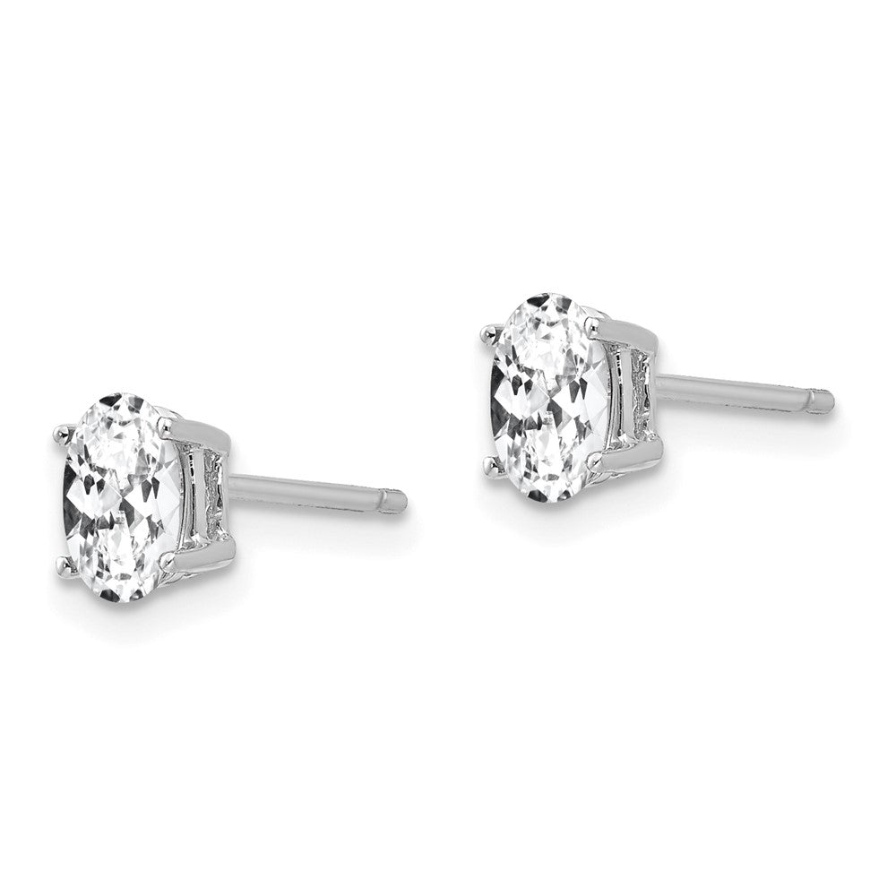 14k White Gold 6x Oval Cubic Zirconia Stud Earrings
