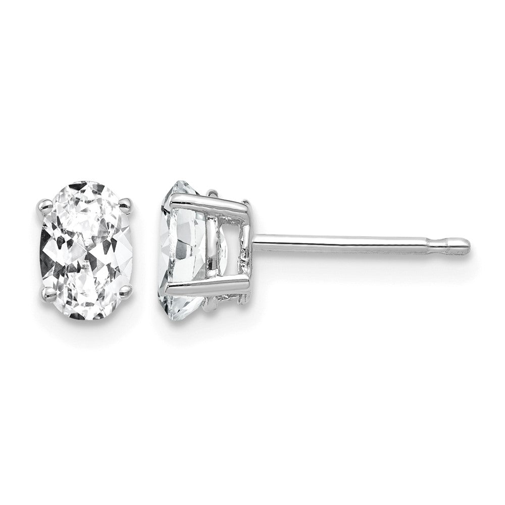14k White Gold 6x Oval Cubic Zirconia Stud Earrings