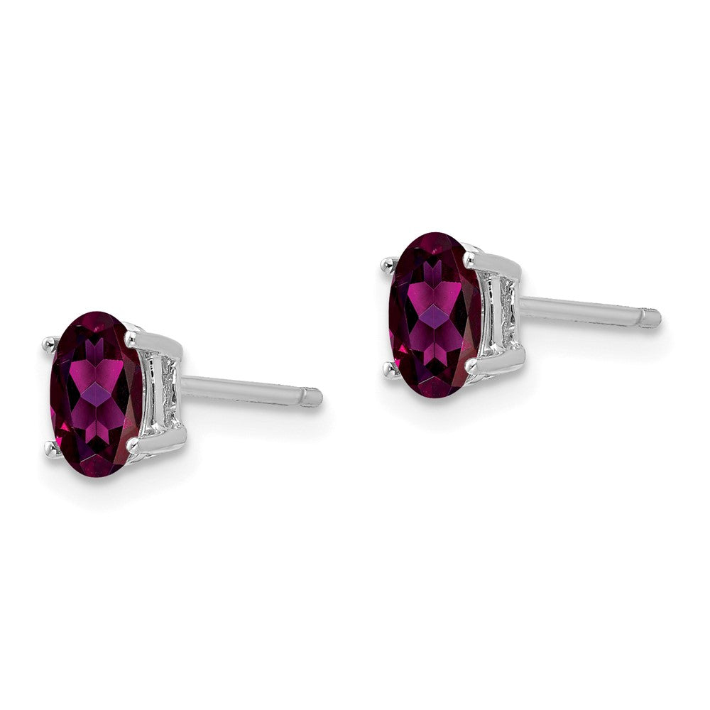 14k White Gold 6x Oval Rhodolite Garnet Earrings