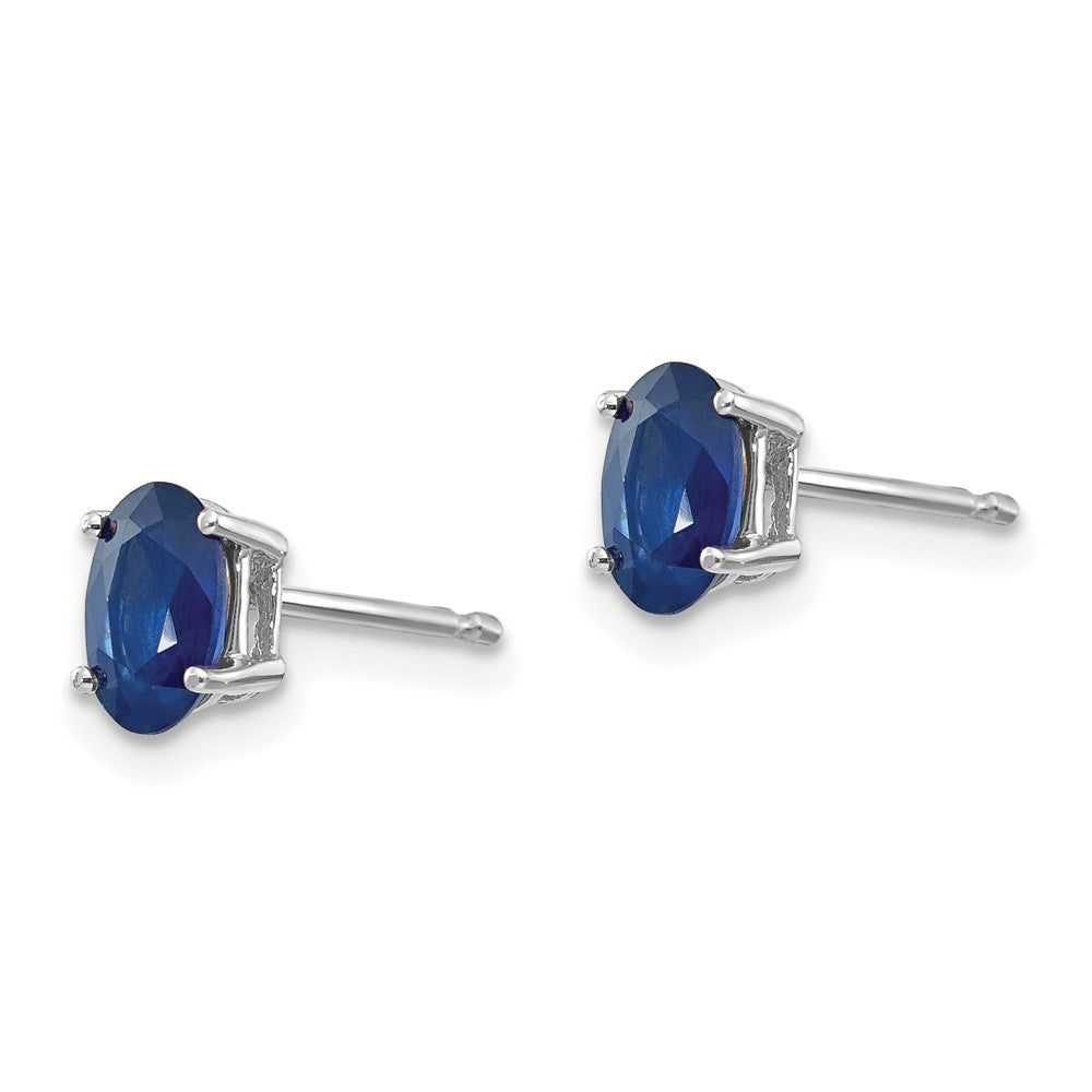 14k White Gold 6x Oval Sapphire Post Earrings