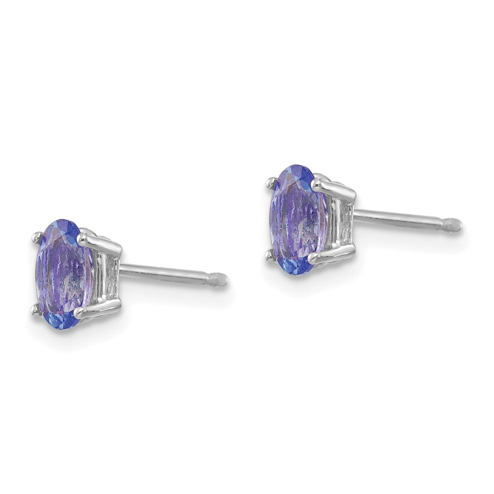 14k White Gold 6x Oval Tanzanite Post Earrings