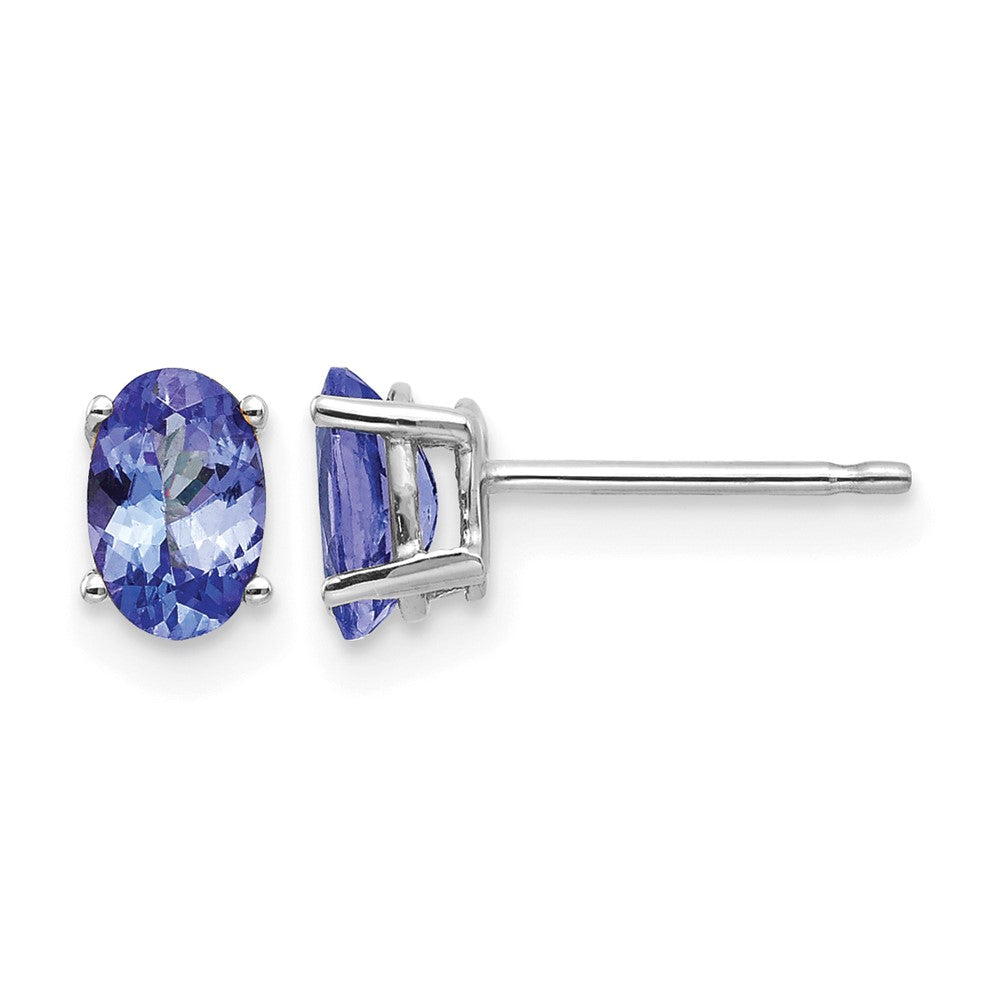 14k White Gold 6x Oval Tanzanite Post Earrings