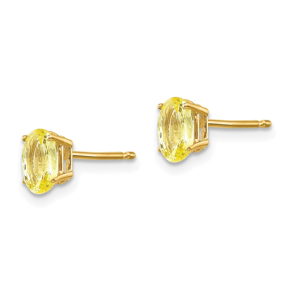 14k 6x Oval Yellow Sapphire Post Earrings