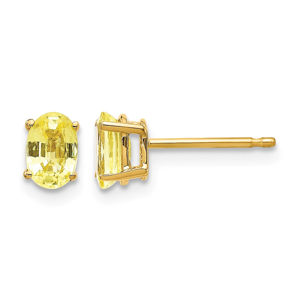14k 6x Oval Yellow Sapphire Post Earrings