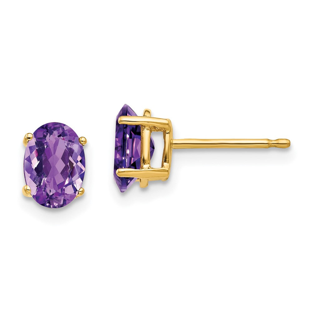 14k 7x Oval Amethyst Earrings