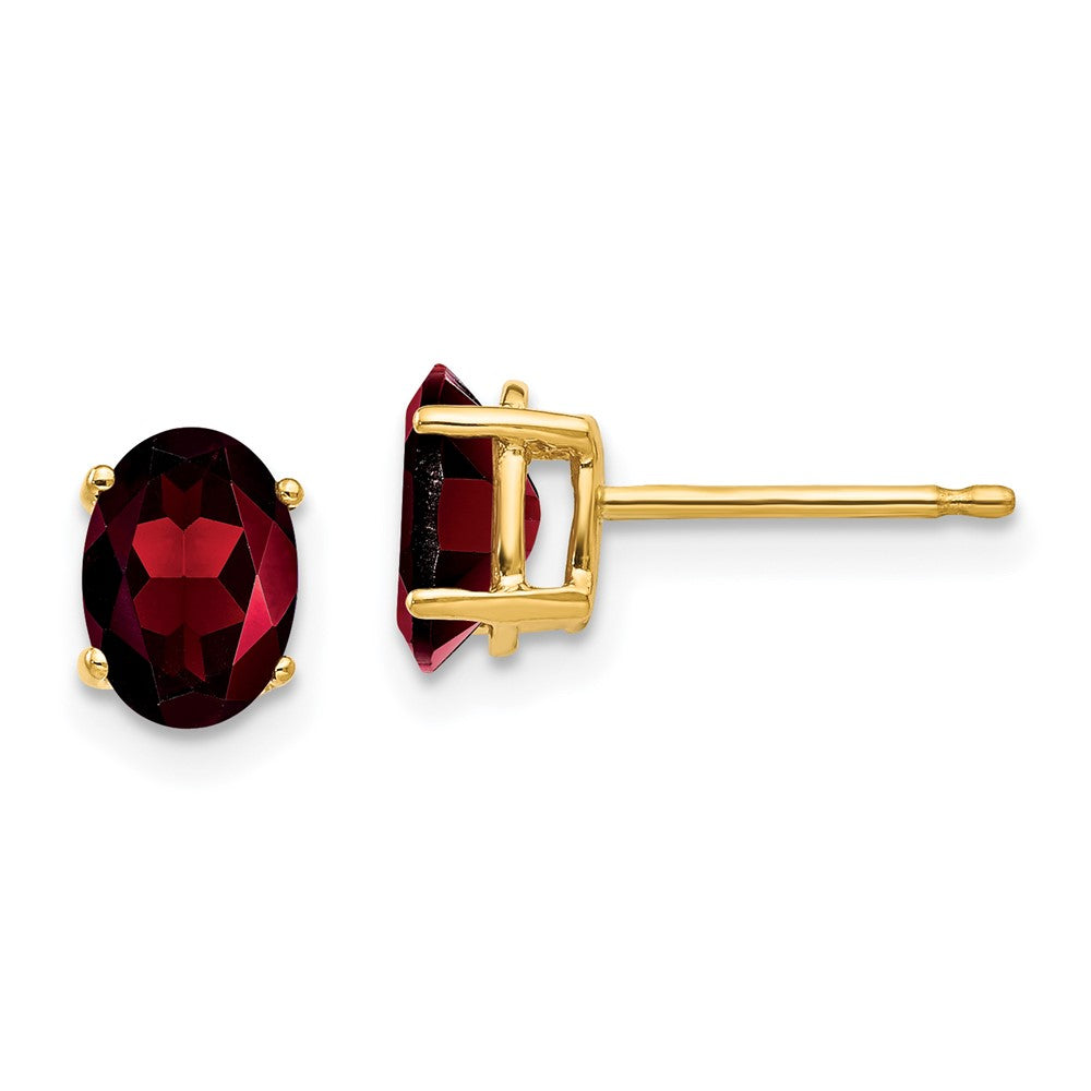 14k 7x Oval Garnet Earrings
