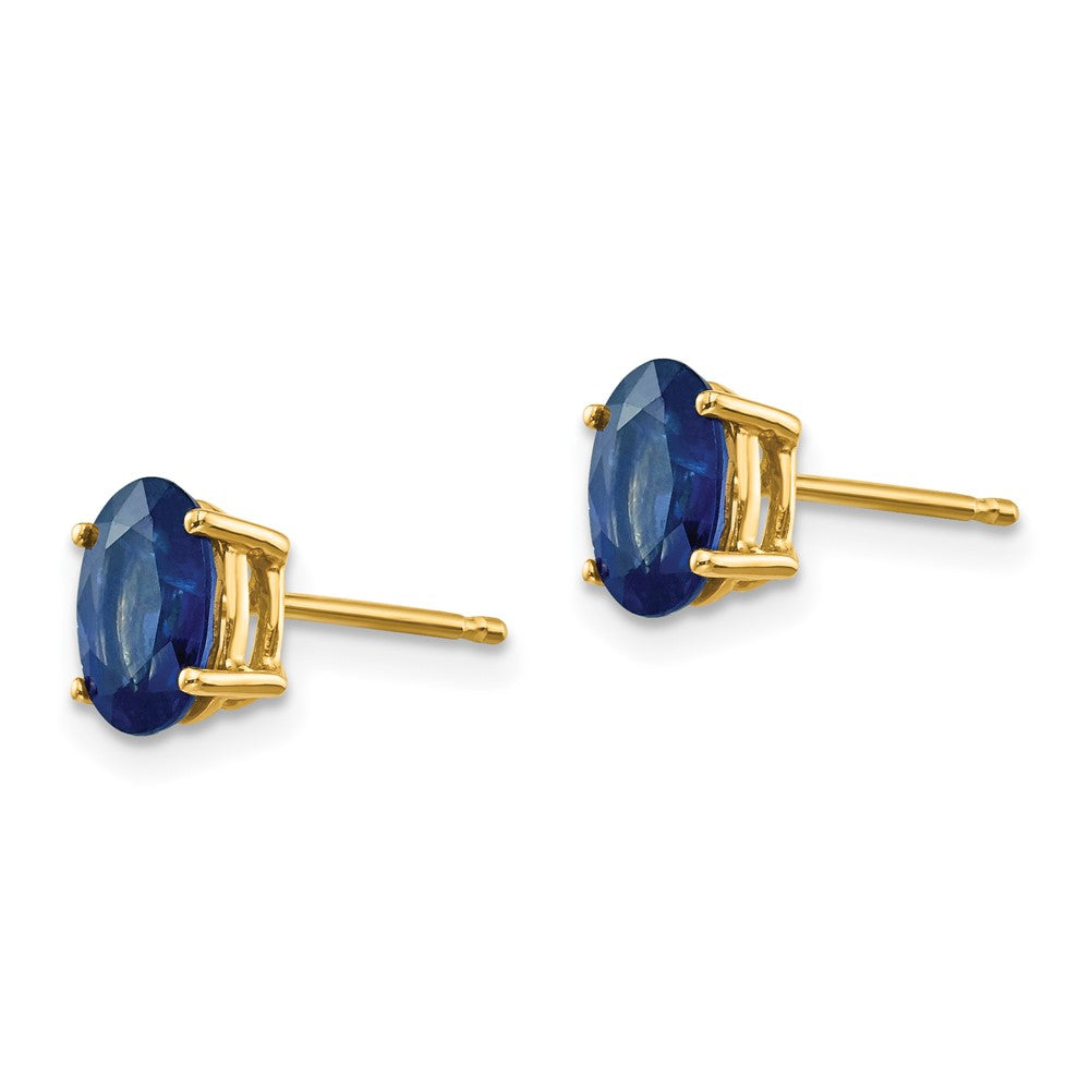 14k 7x Oval Sapphire Post Earrings