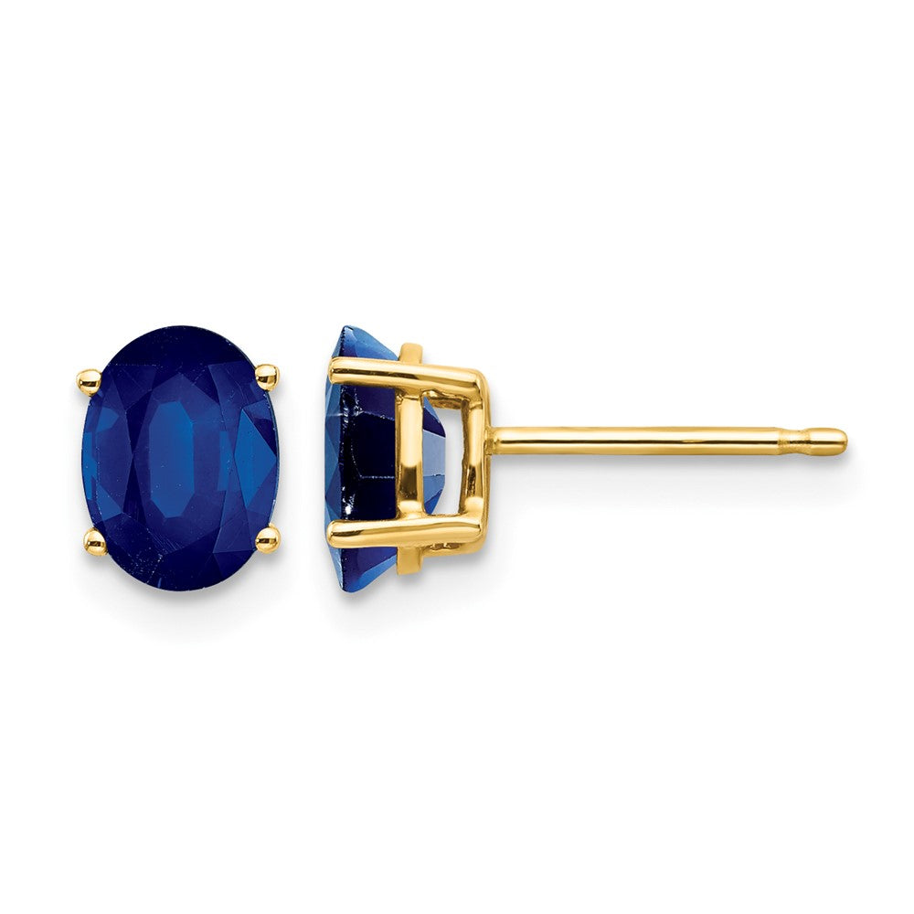14k 7x Oval Sapphire Post Earrings