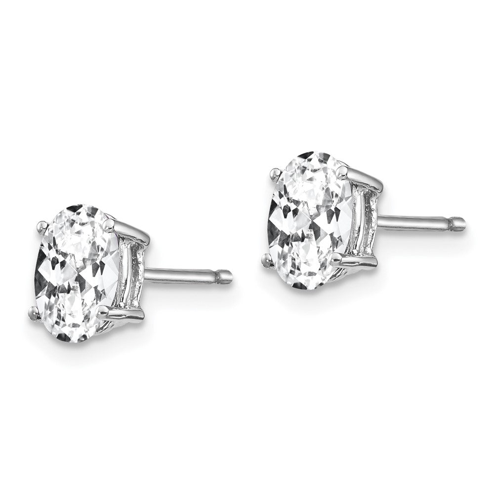 14k White Gold 7x Oval Cubic Zirconia Stud Earrings