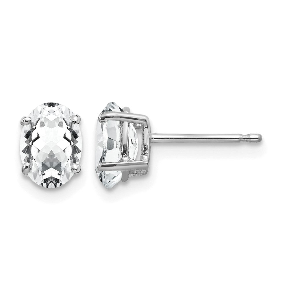 14k White Gold 7x Oval Cubic Zirconia Stud Earrings