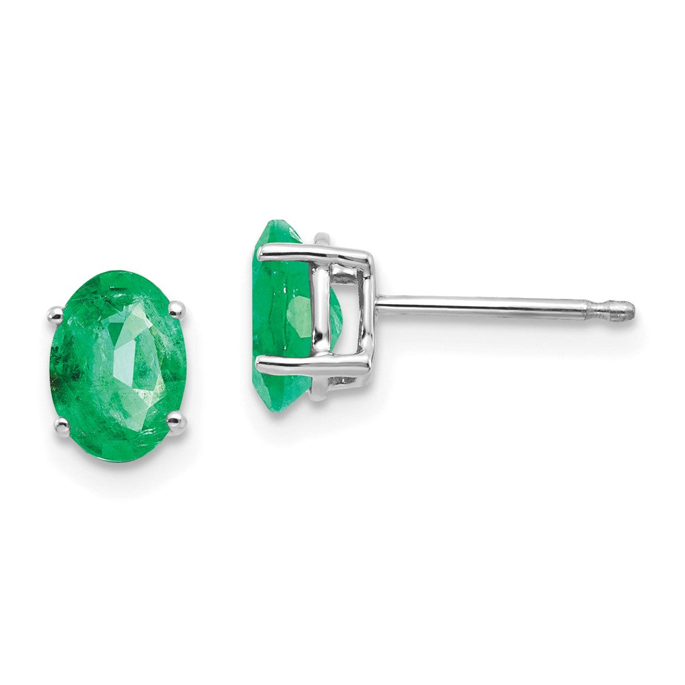 14k White Gold Emerald Earrings