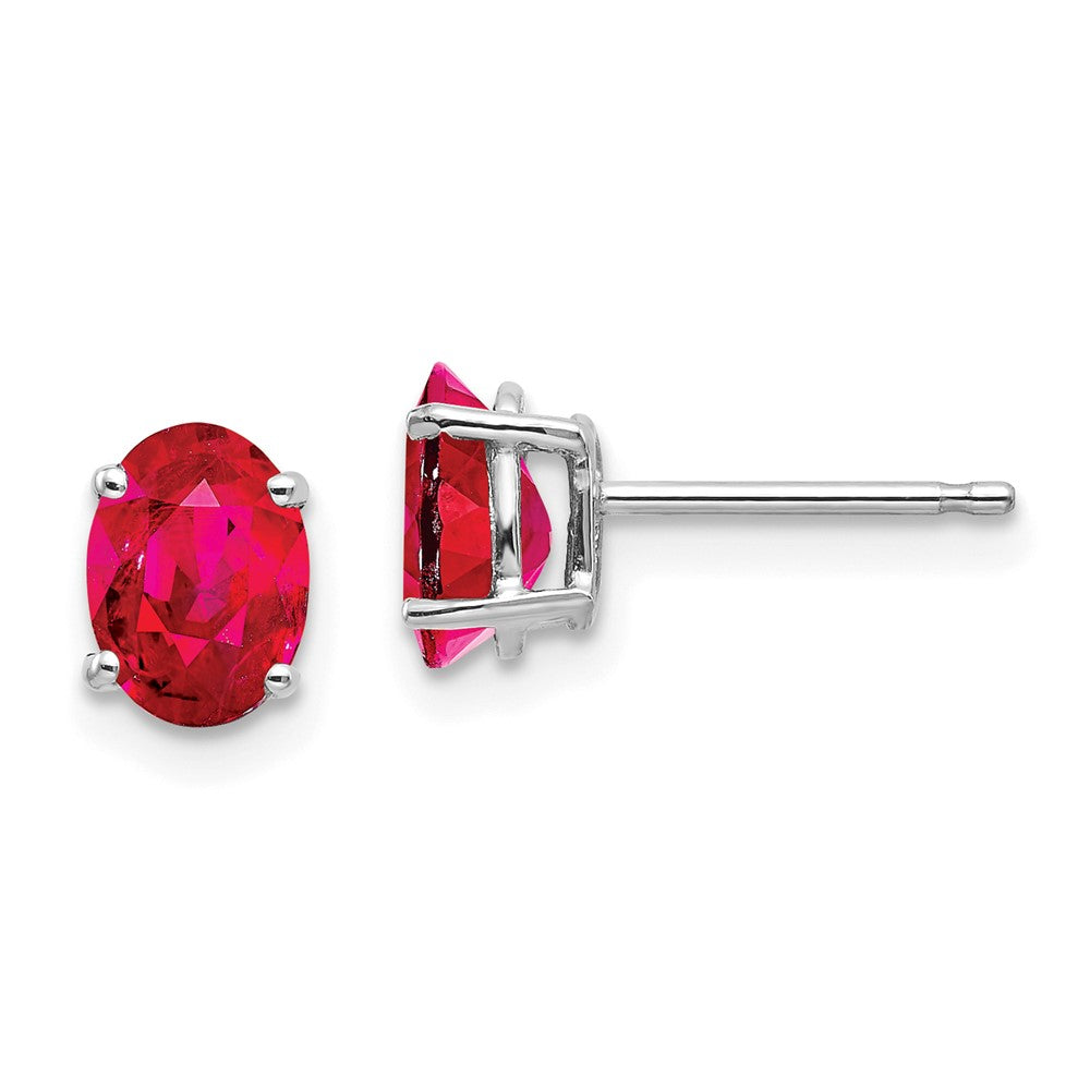 14k White Gold Ruby Earrings