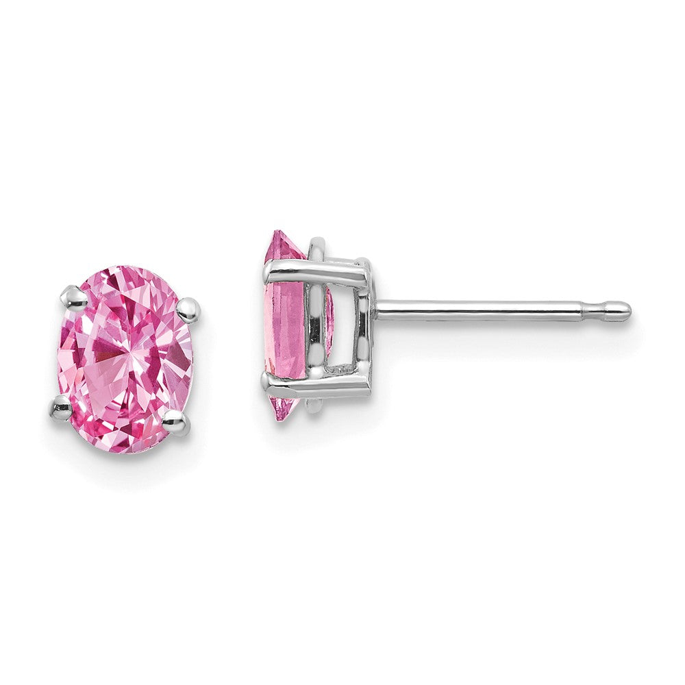 14k White Gold Pink Sapphire Earrings