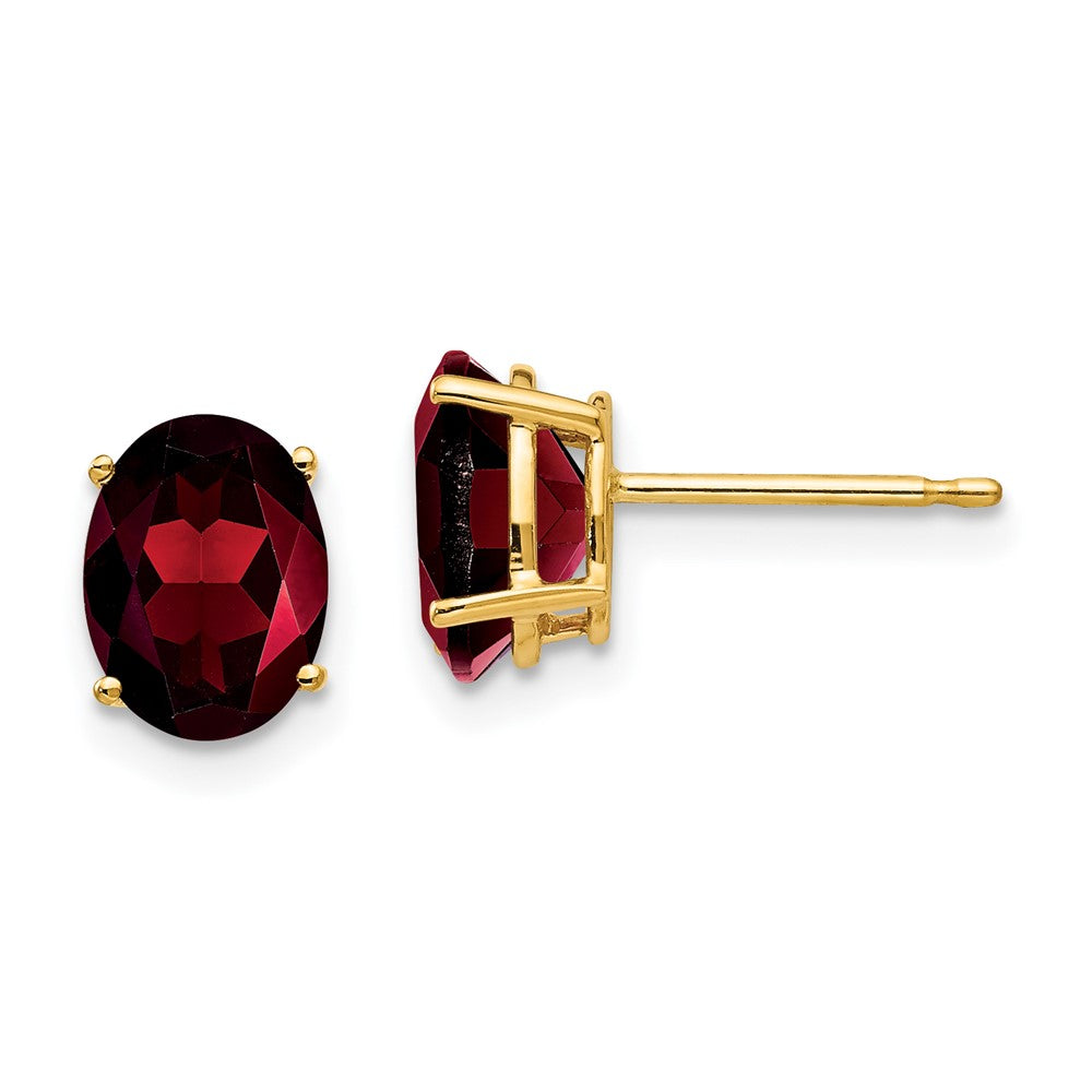 14k 8x Oval Garnet Earrings