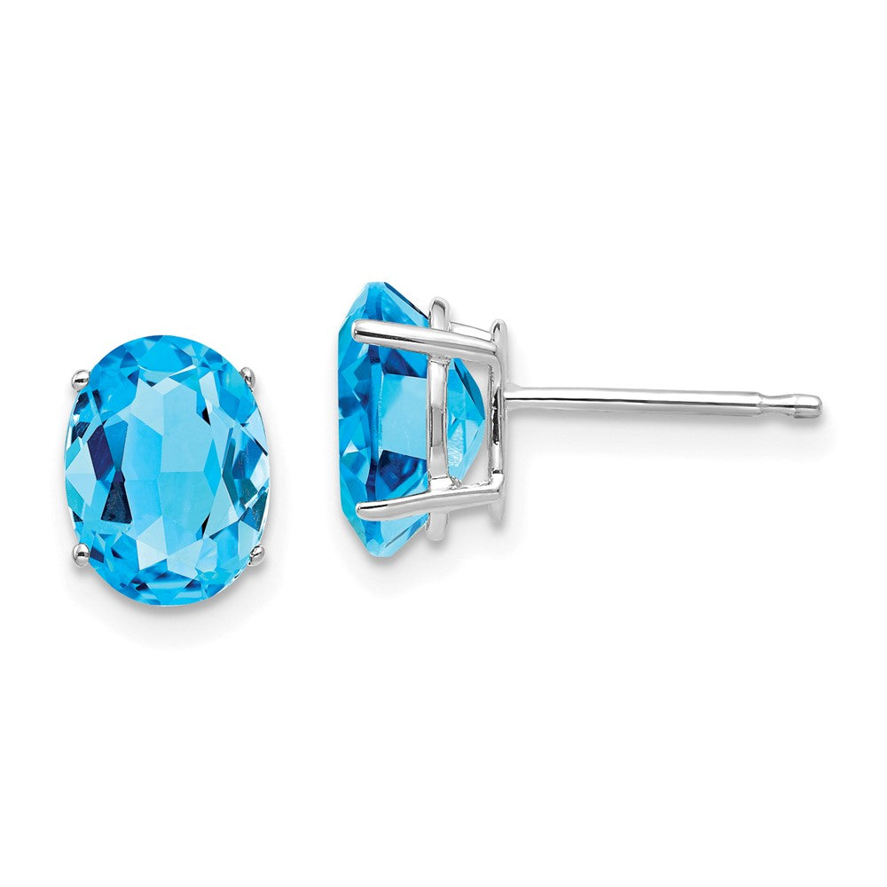 14k White Gold 8x Oval Blue Topaz Earrings