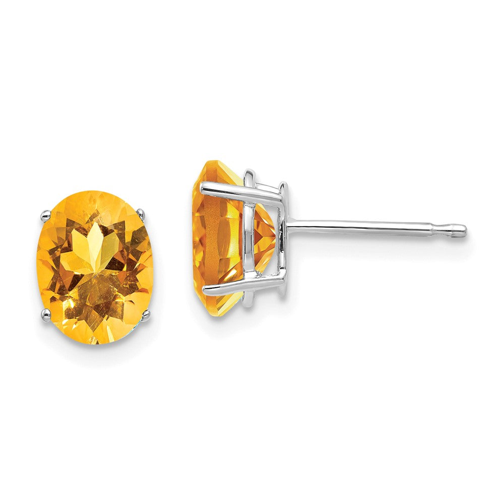 14k White Gold 8x Oval Citrine Earrings