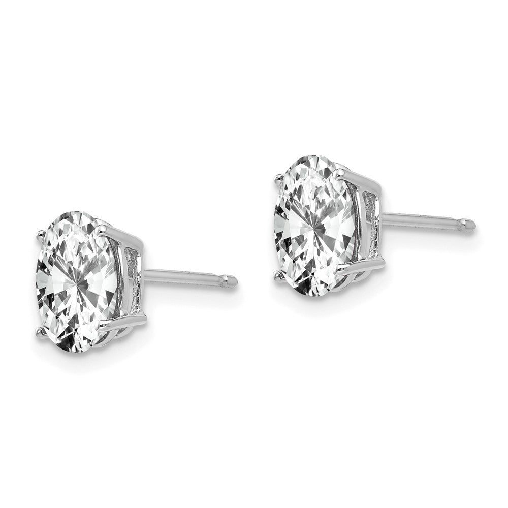 14k White Gold 8x Oval Cubic Zirconia Earrings