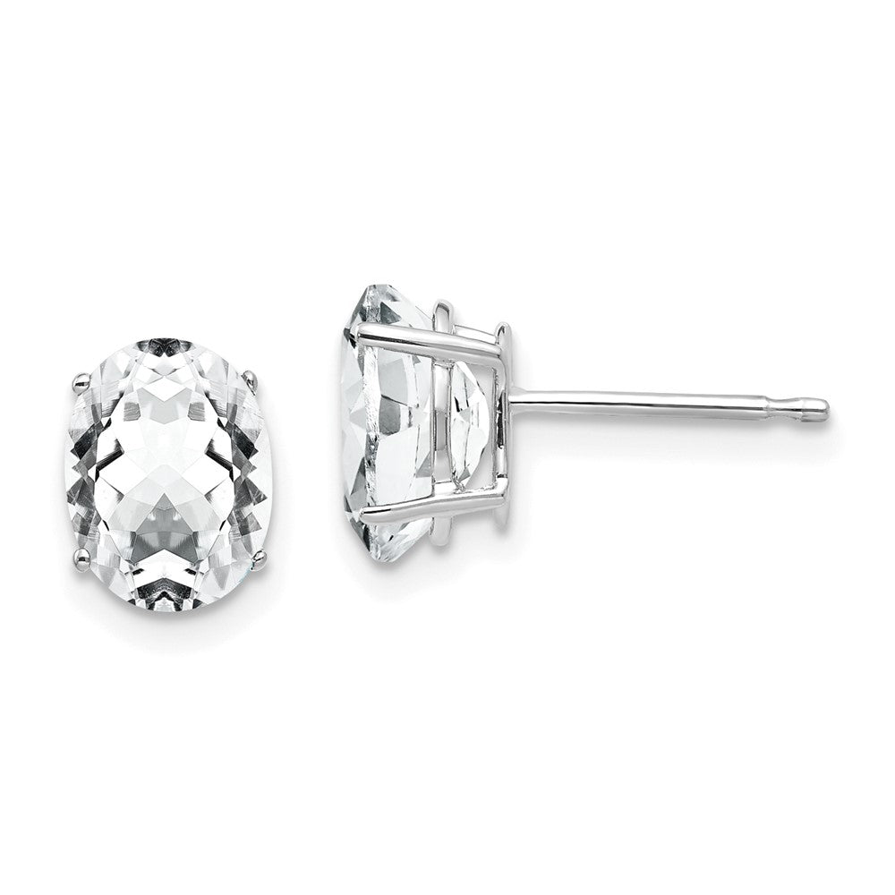 14k White Gold 8x Oval Cubic Zirconia Earrings