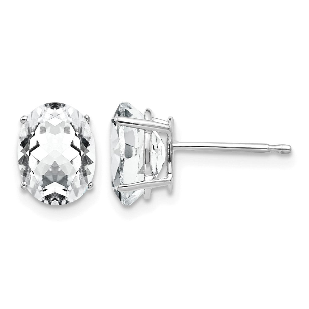 14k White Gold 8x Oval Cubic Zirconia Post Earrings