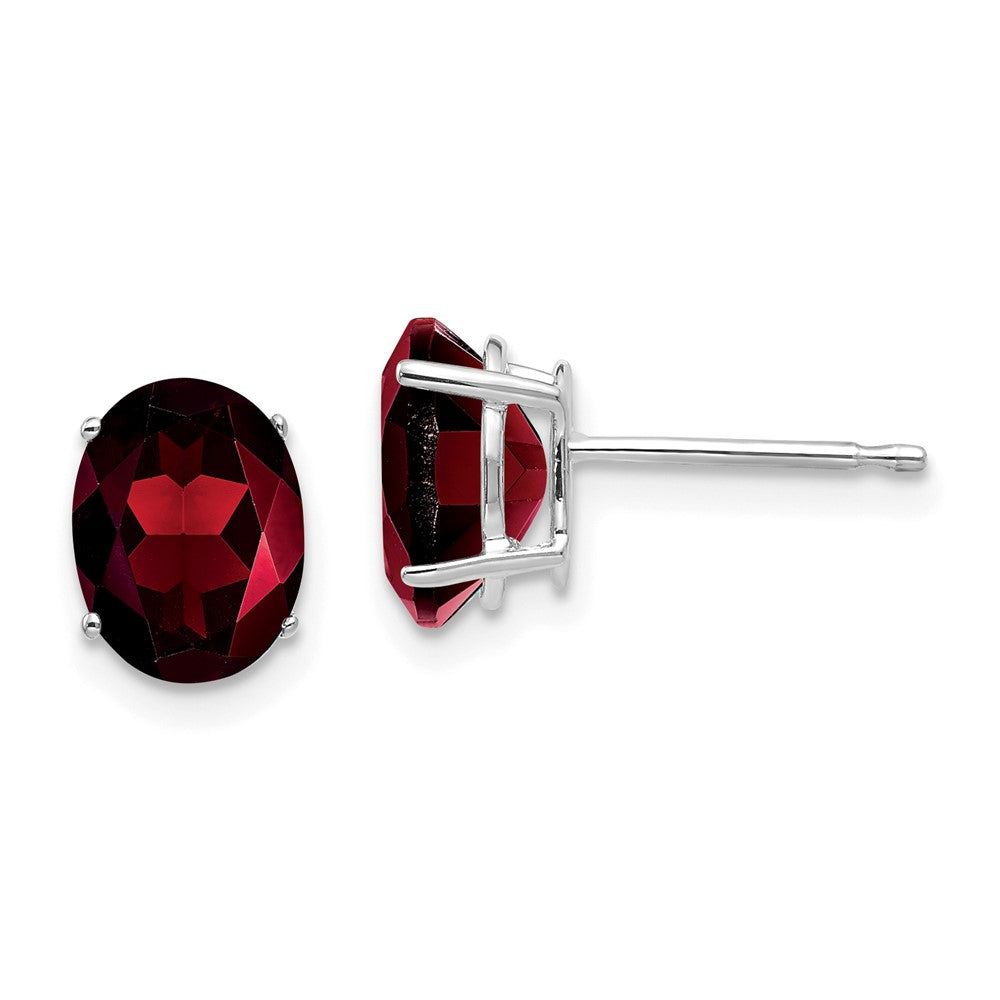 14k White Gold 8x Oval Garnet Earrings